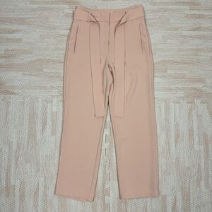 ARITZIA WILFRED Womens The Tie Front High Waisted Belted Crepe Pink Pants Size 4